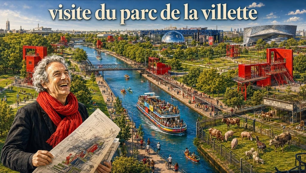 Visite dans le Parc de la Villette et ses curiosités .