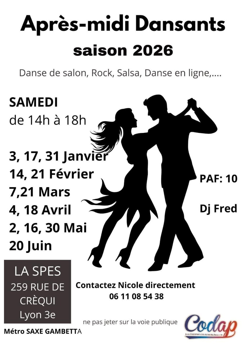 à 14h Gouter dansant 259 rue de Créqui à Lyon 3e 