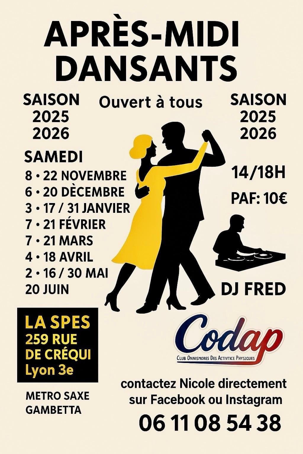 à 14h Gouter dansant 259 rue de Créqui à Lyon 3e 