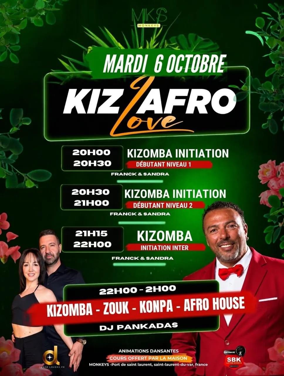 đ Cours & SoirĂ©e Dansante Kizomba au Monkeys