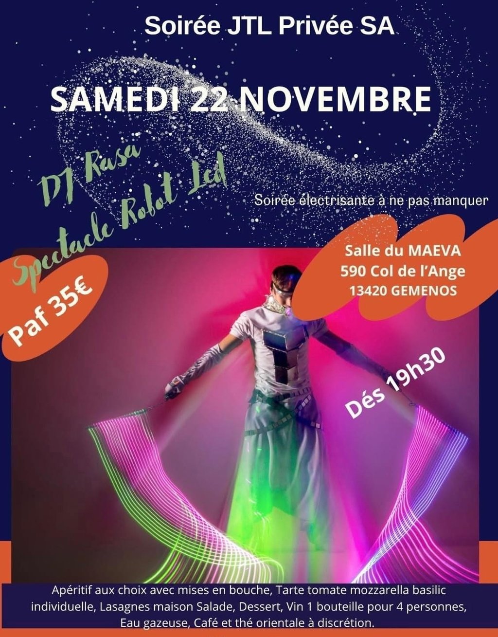 Soirée repas et danse et spectacle