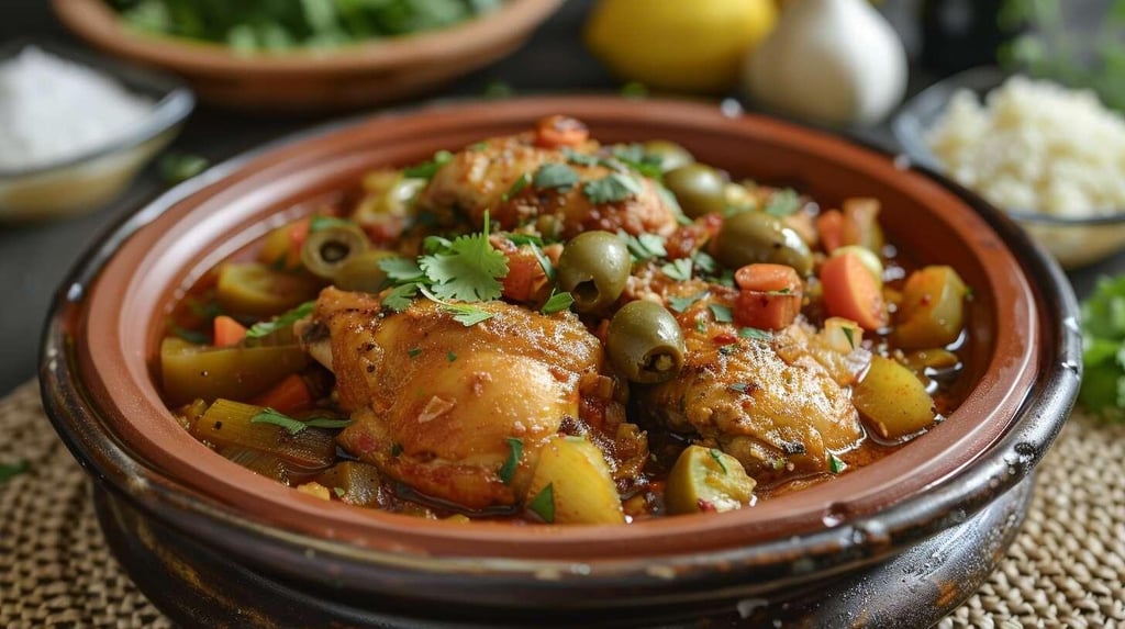 Déjeuner et thé (Tajine Poulet et légumes)