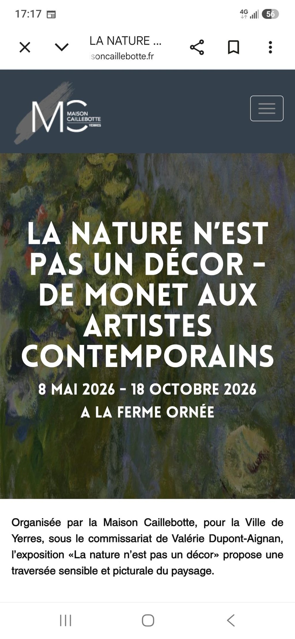 Expo La nature n'est pas un décor à la maison Caillebotte
