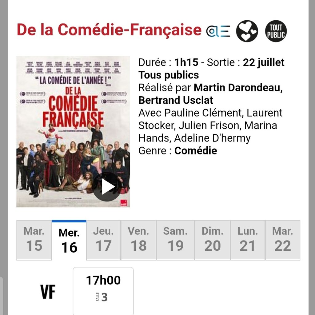 CINEMA MERIGNAC "De la Comédie Francaise"