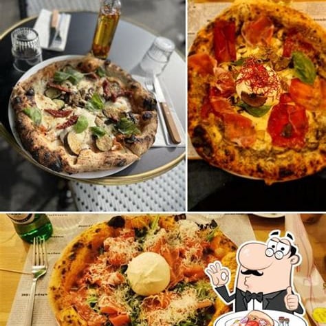 A pizza sitting on top of a piece of paper