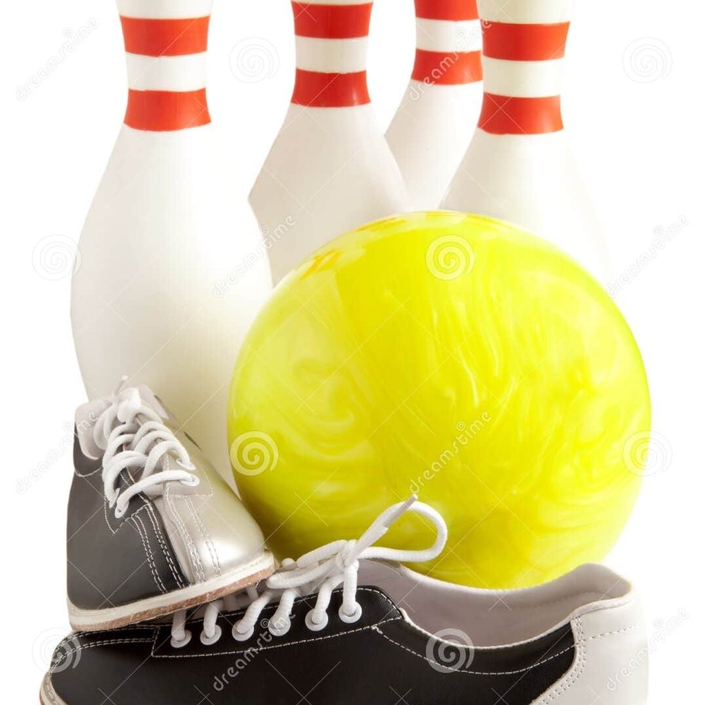a man standing in front of a bowling alley
