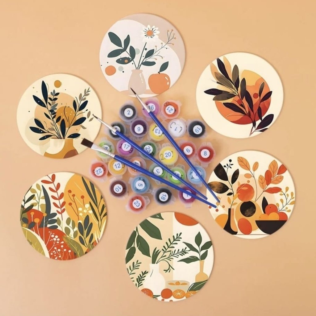Paint fan and brush. Paint colors