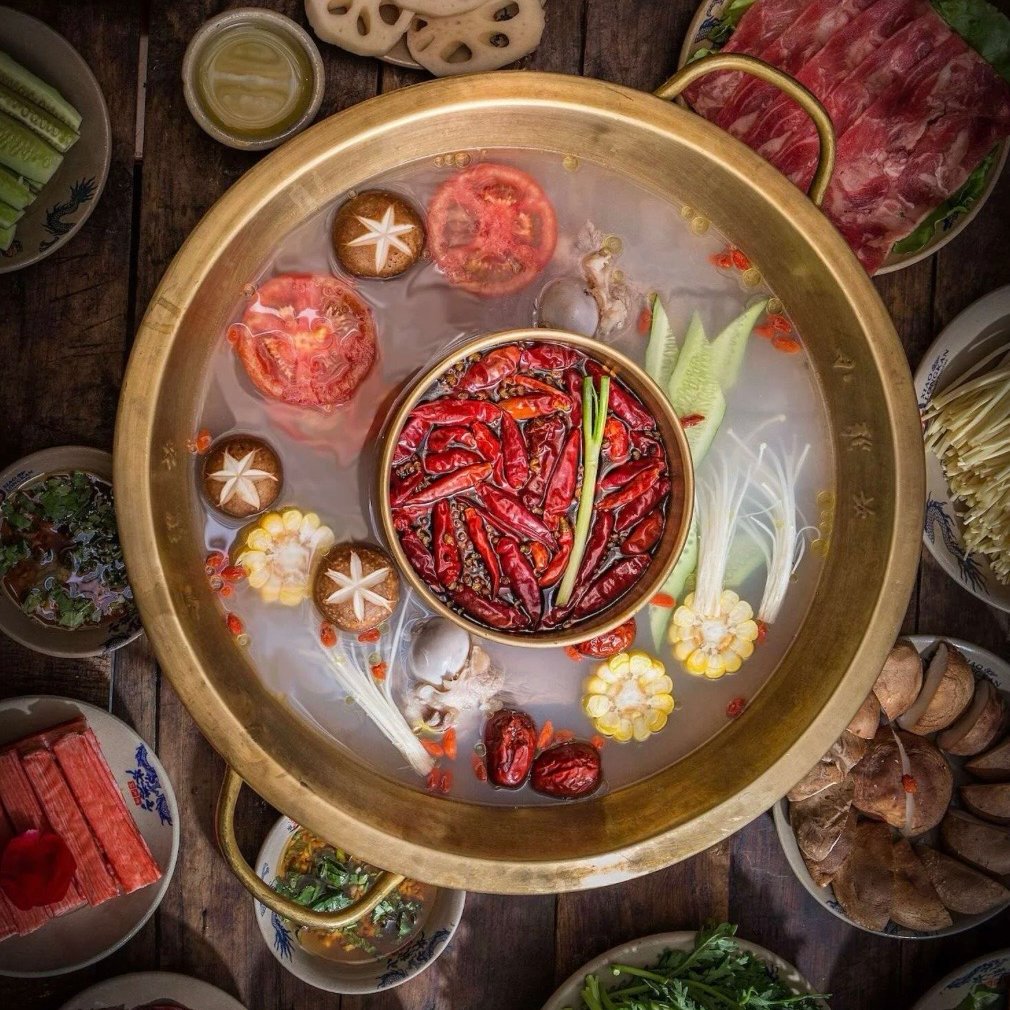 Round dining table set for a feast