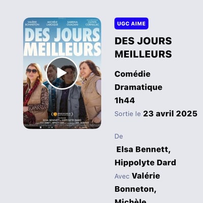film UGC astoria « des jours meilleurs »