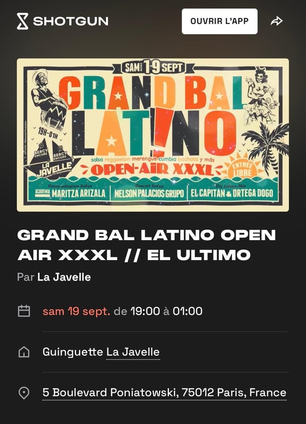 💃 Musique & Danse : Grand Bal Latino Open Air