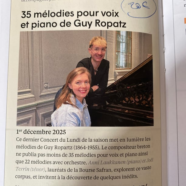 35 mélodies pour voix et piano de Guy Ropatz