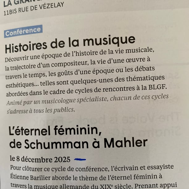 L’éternel féminin,de Schumman à Mahler